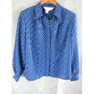 VTG 80's Sunny Leigh Shirt Size 12 Gingham Plaid & Jacquard Career Top